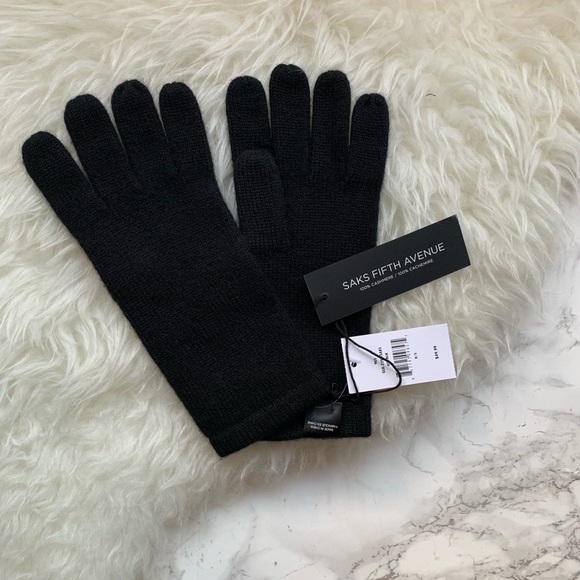 SaksFifthAve black gloves 100% cashmere NWT - Picture 2 of 5